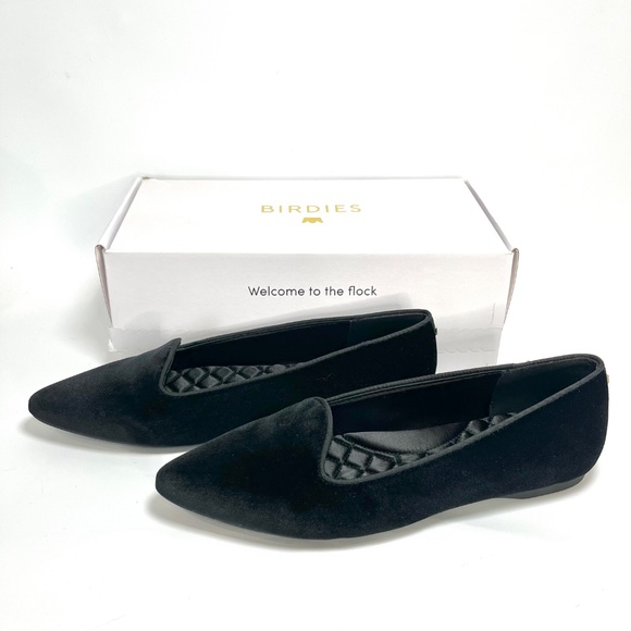 Birdies The Sparrow Pointy Loafer in Black Velvet 7.5 Black Velvet Loafers - Picture 3 of 13